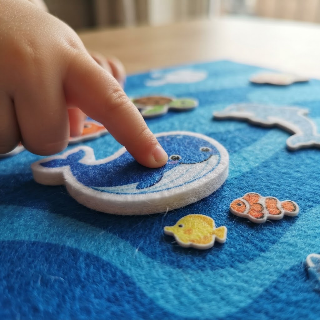 Close-up of thick felt pieces
