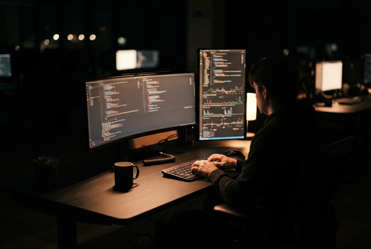 COCOA D engineering workspace with monitoring dashboards on screen