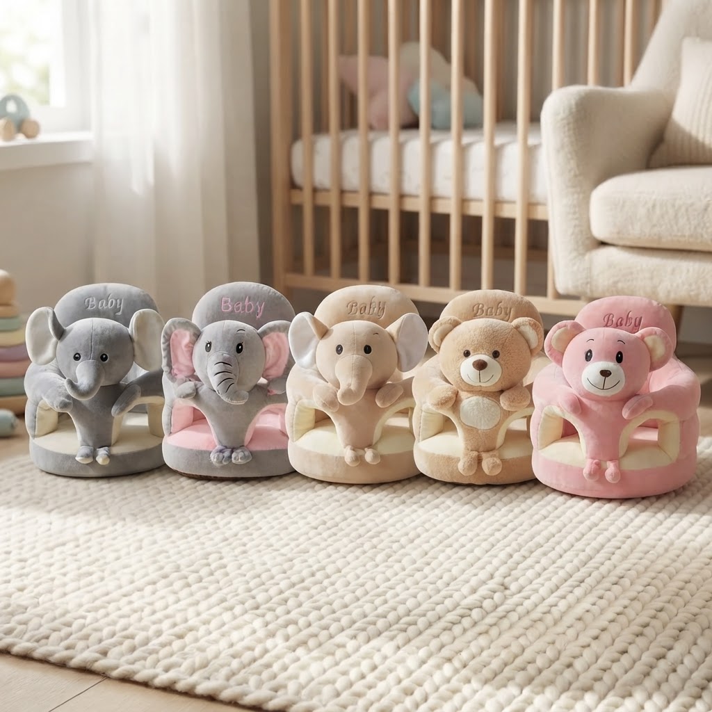 Hugsy Seat lineup of plush animal designs