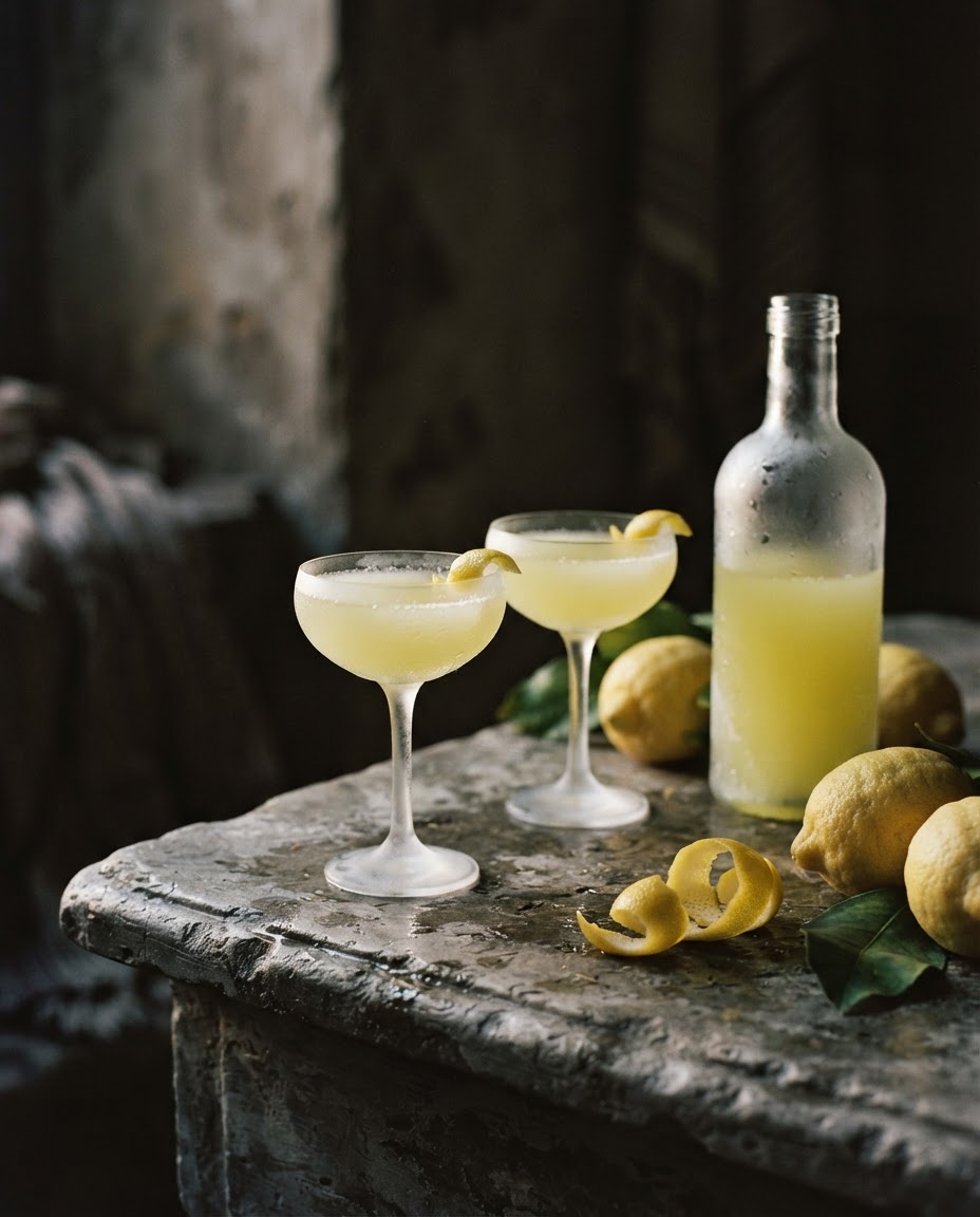 A chilled coupe of house limoncello