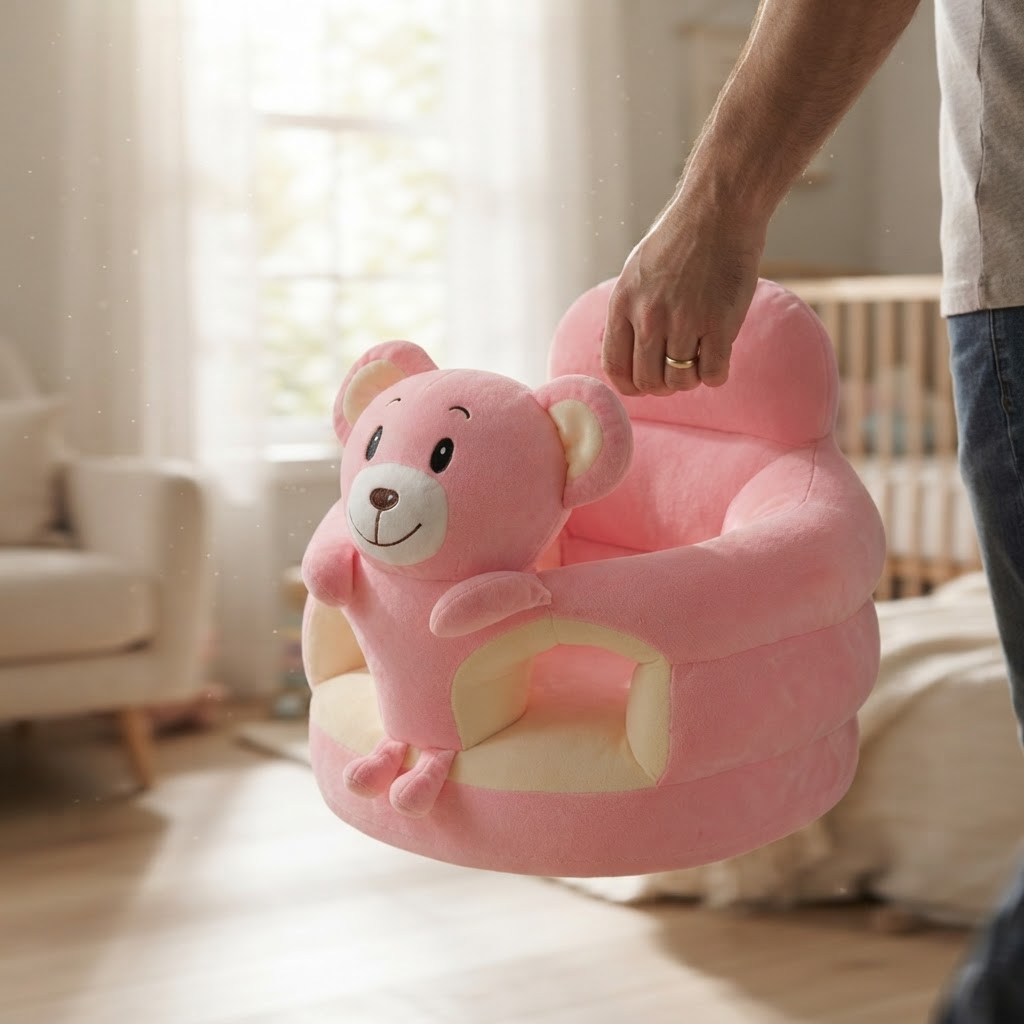 Parent carrying a Hugsy Seat