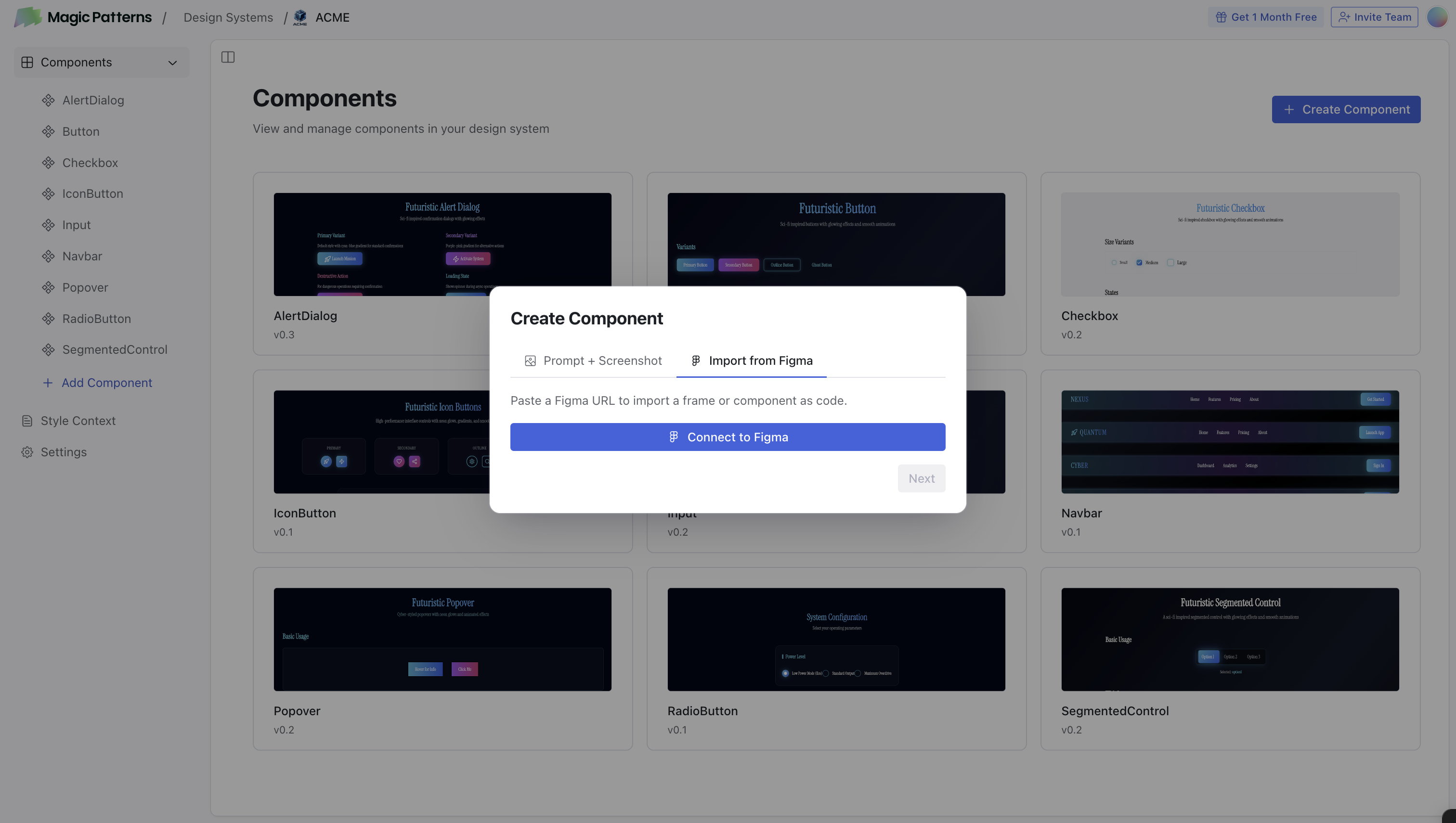 Import components from Figma into your Design System