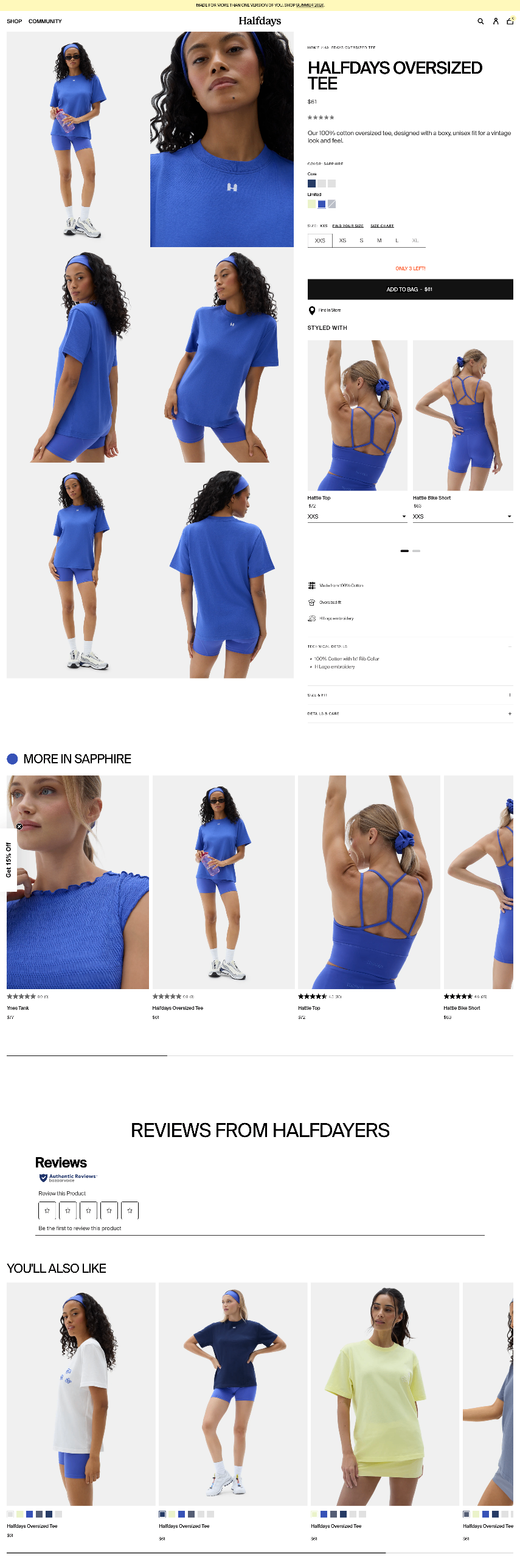 Halfdays — Halfdays Oversized Tee — Sapphire