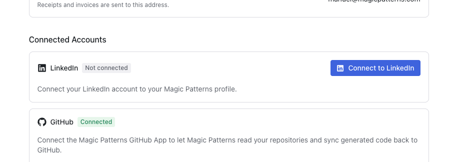 The LinkedIn card in Settings → Profile → Connected Accounts, before connecting