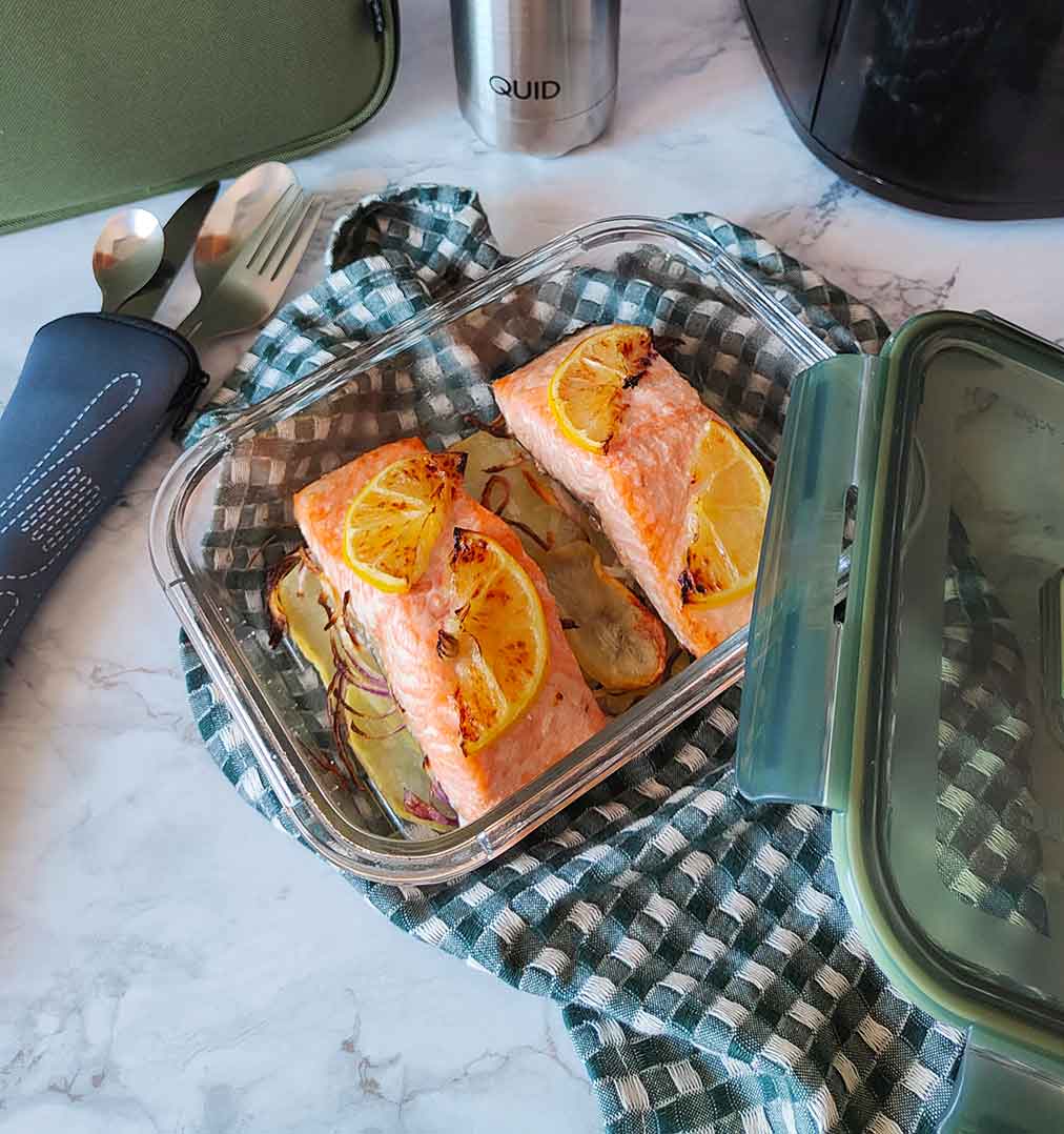 Salmón con limón en freidora de aire