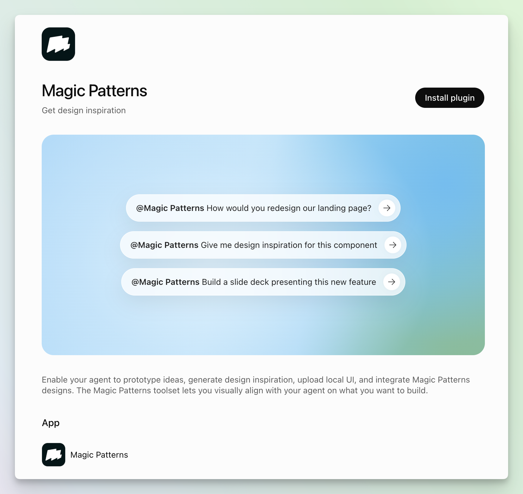 Magic Patterns plugin in the ChatGPT and Codex plugin directory
