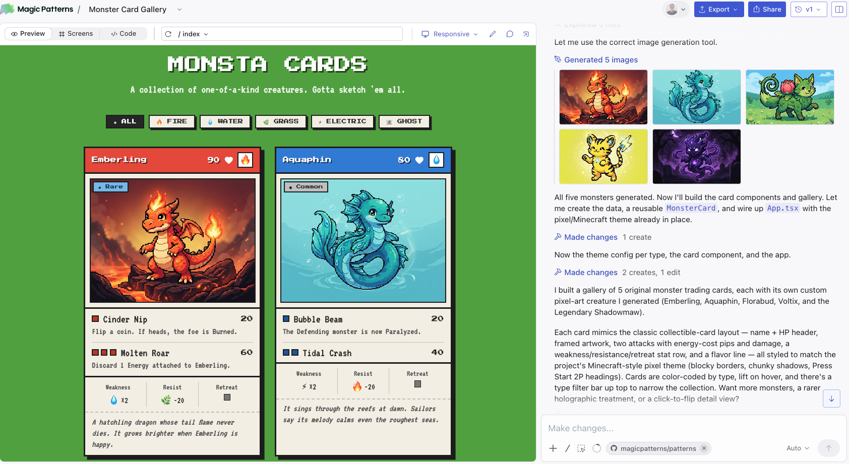 Image generation in Magic Patterns