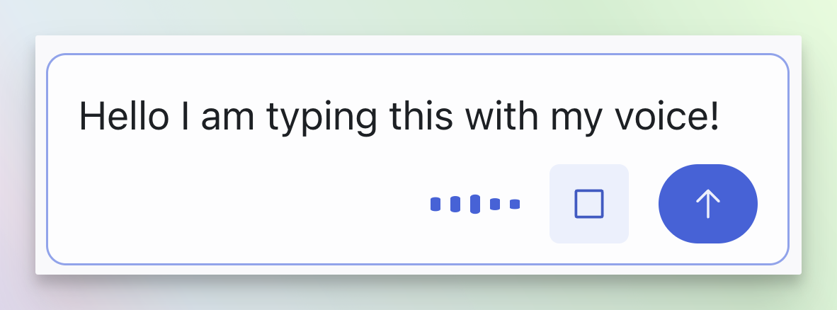 Voice to text dictation in the prompt toolbar