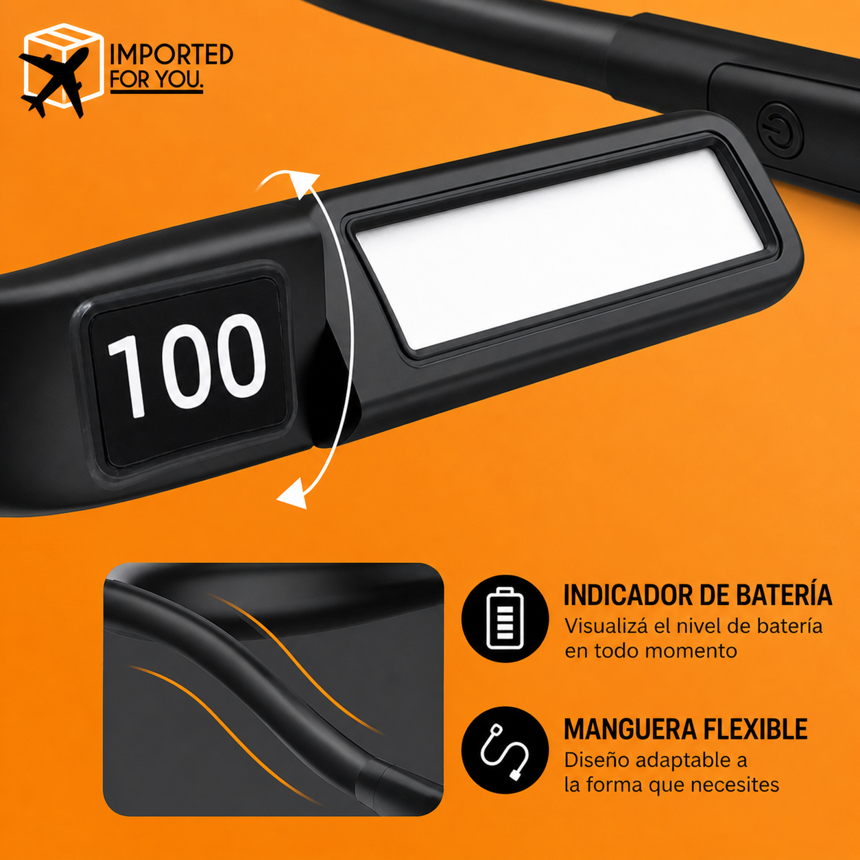 Indicador de batería y manguera flexible