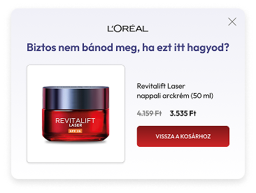 L'Oréal termékajánló popup