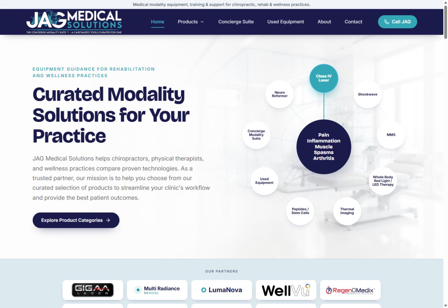 Homepage of the JAG Medical Solutions website built by WebsiteForge