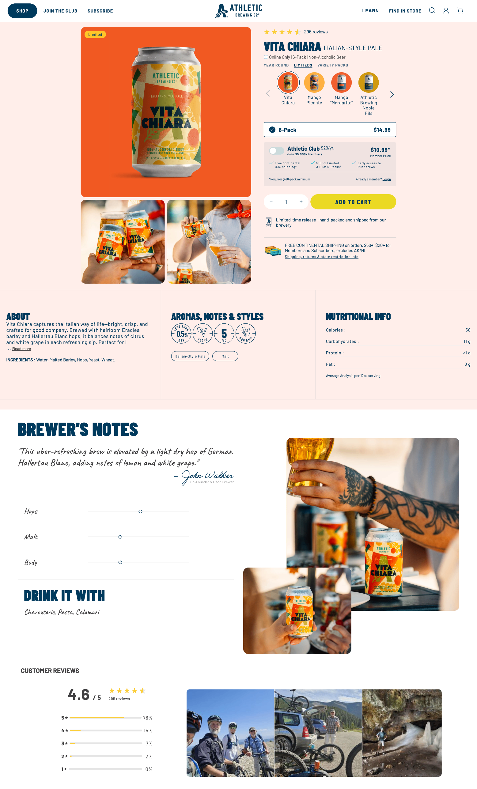 Athletic Brewing Co. — Vita Chiara — Italian-Style Pale (Non-Alcoholic)