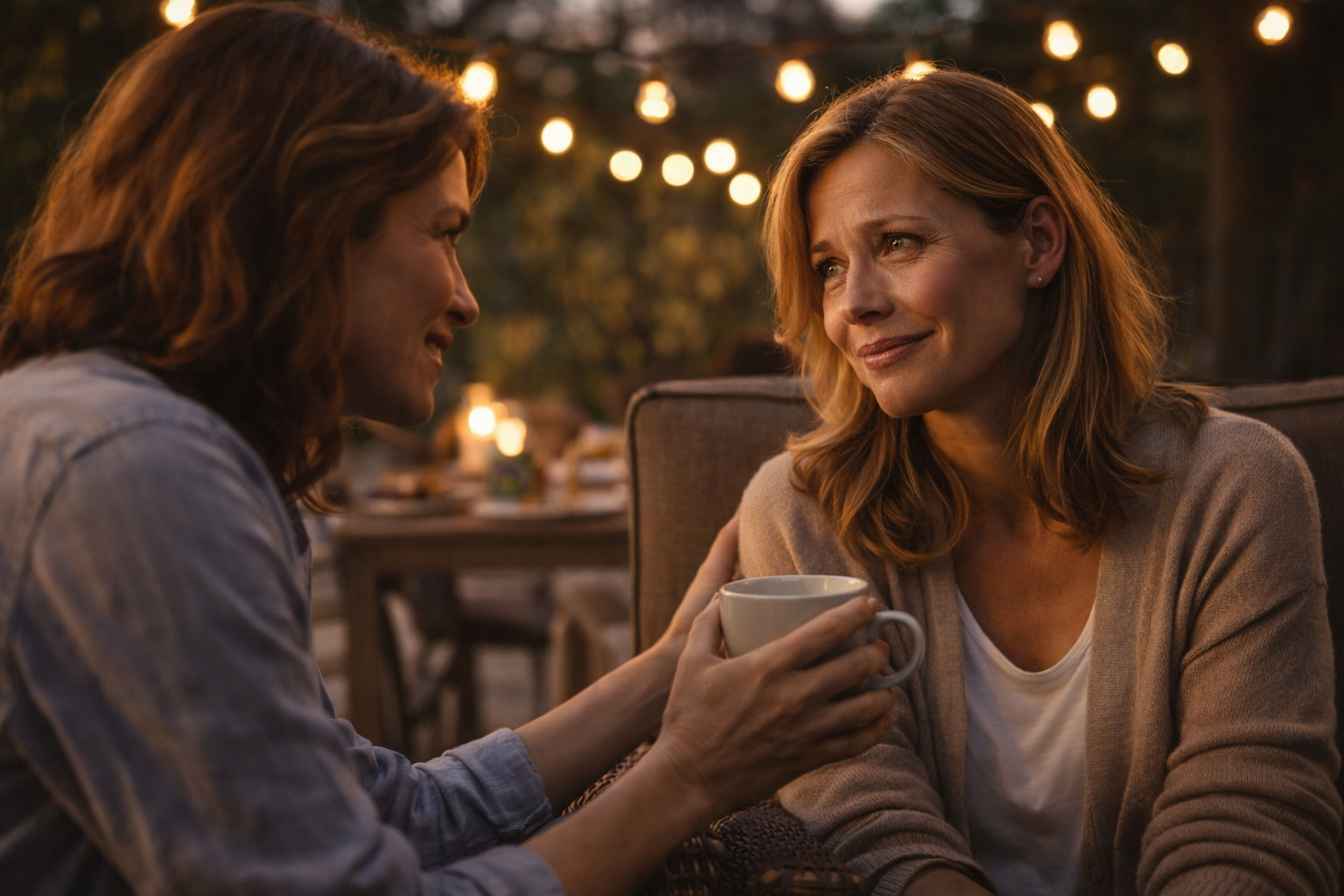 Mutter und Tochter spazieren zusammen