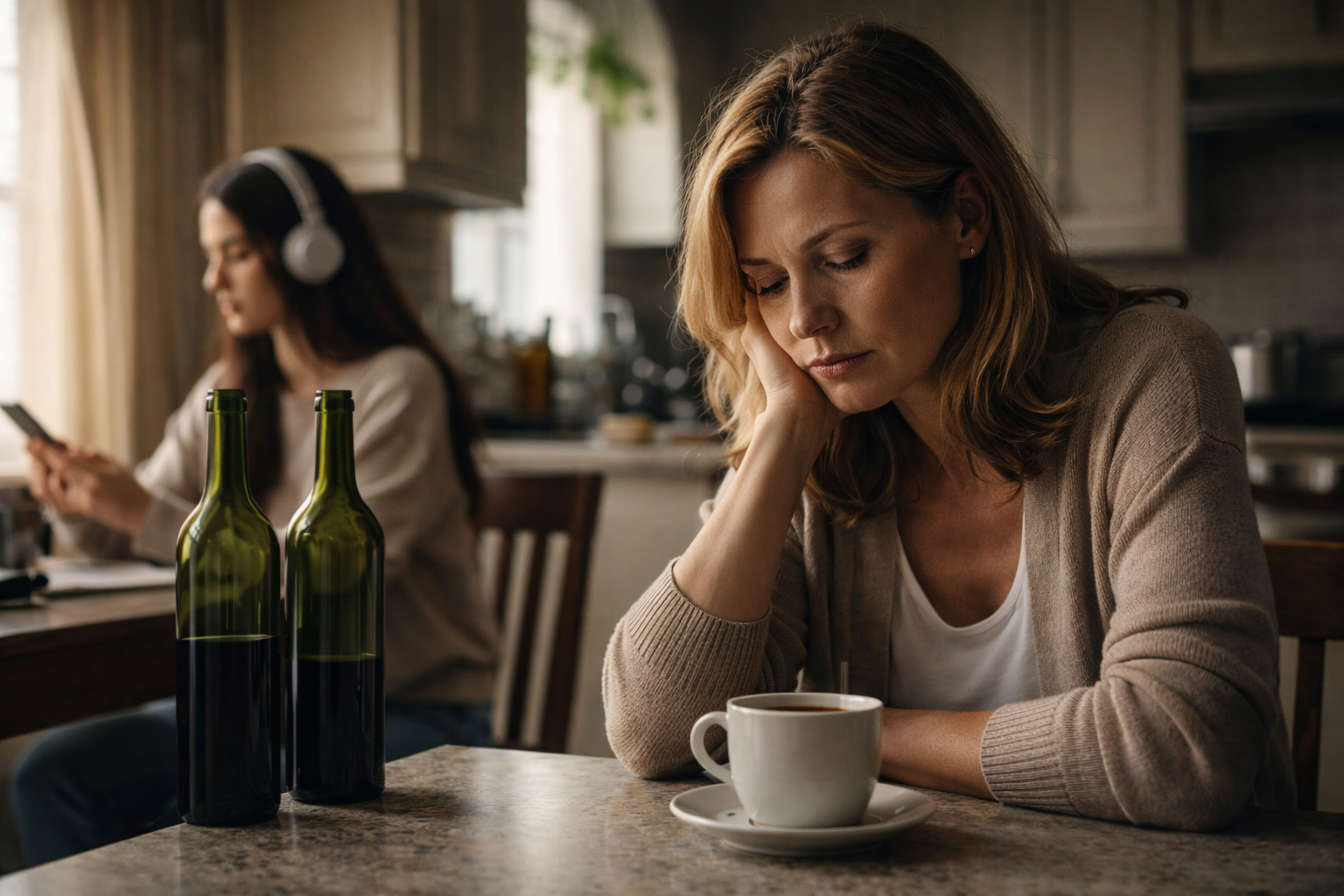 Frau am Küchentisch