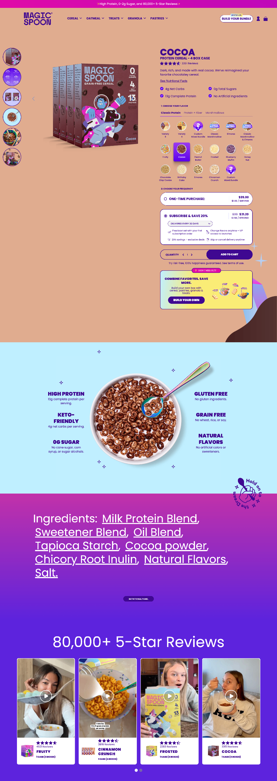 Magic Spoon — Cocoa Protein Cereal — 4 Box Case