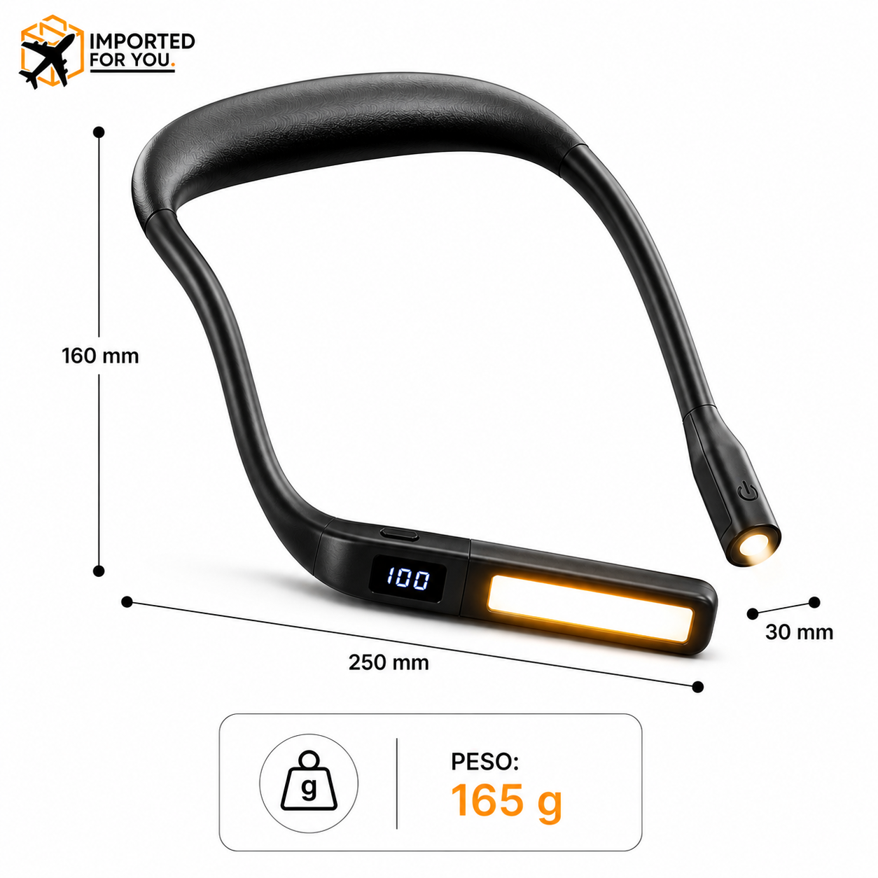 Dimensiones del producto: 250mm x 160mm x 30mm, peso 166g