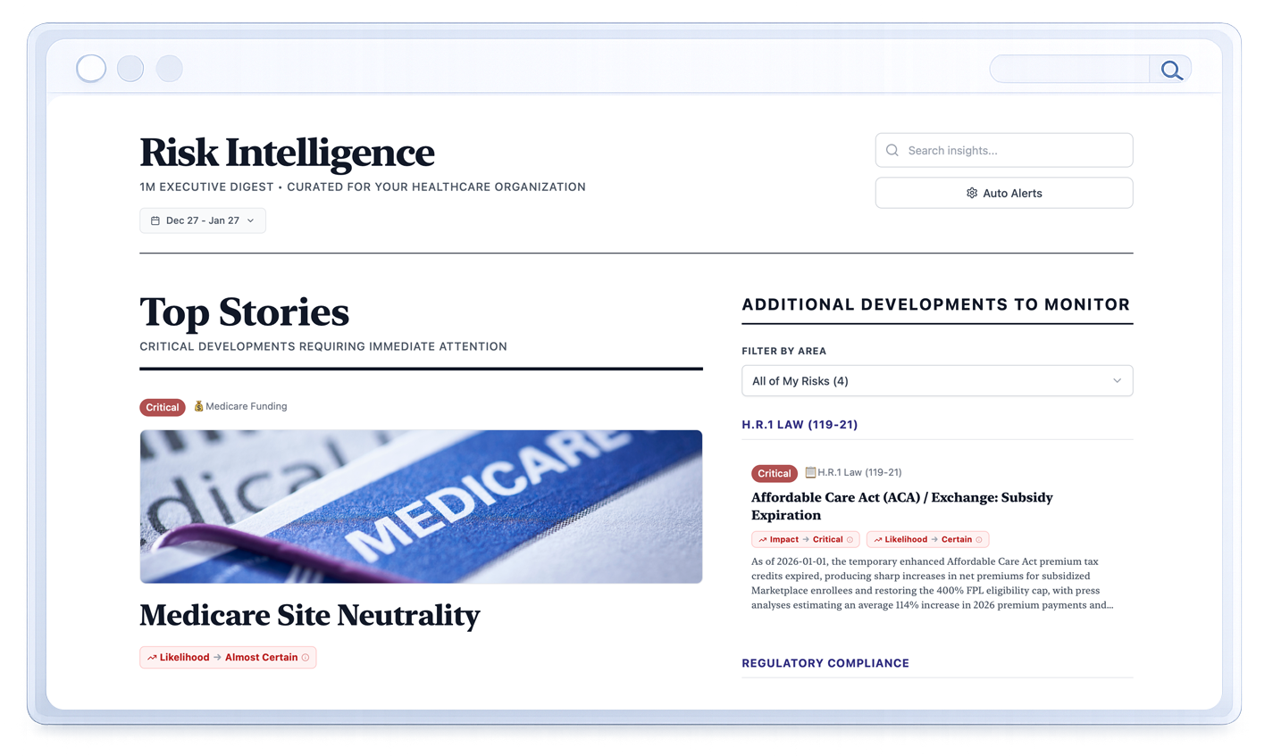 Risk Intelligence dashboard