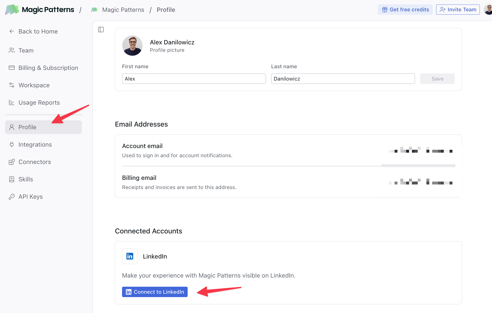 The LinkedIn card in Settings → Profile → Connected Accounts, before connecting