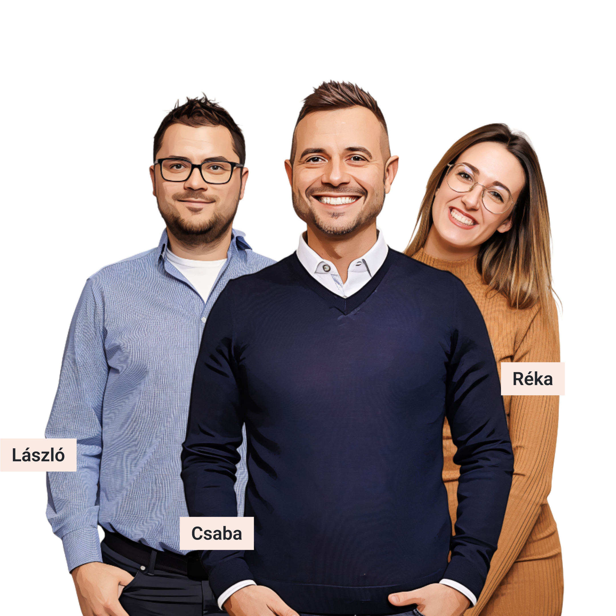 Támogató csapatunk — László, Csaba és Réka