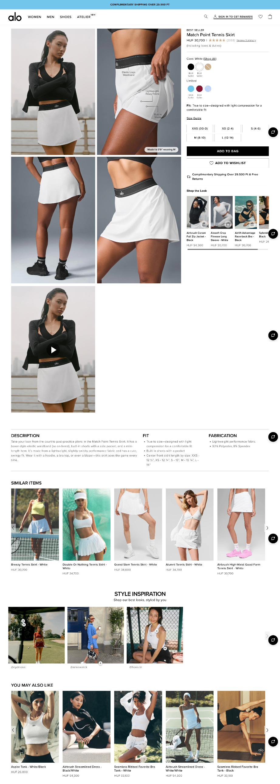 Alo Yoga — Match Point Tennis Skirt — White