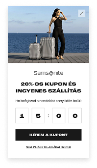 Samsonite kupon popup