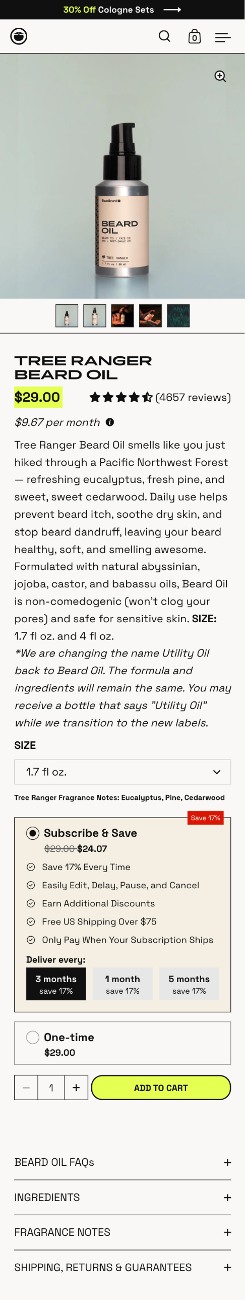 Beardbrand — Tree Ranger Beard Oil mobile